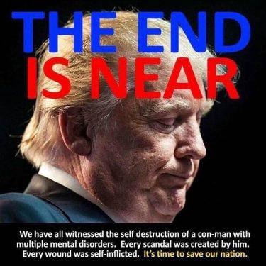 Trump worried with the sign: the End is near.