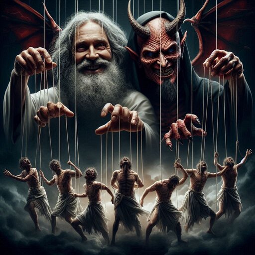 humans as tools for god: god and Satan playing with humans