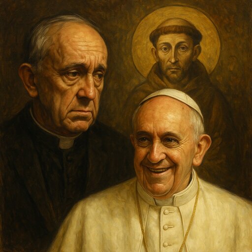 Pope Francis and St. Francis.