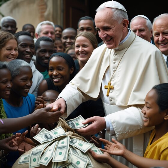 Pope Leo XIV Challenges: : 10 Urgent Issues - A Pope giving money to poor.
