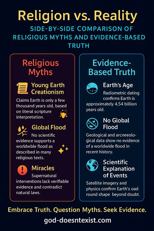 Religion Vs Reality infographic.