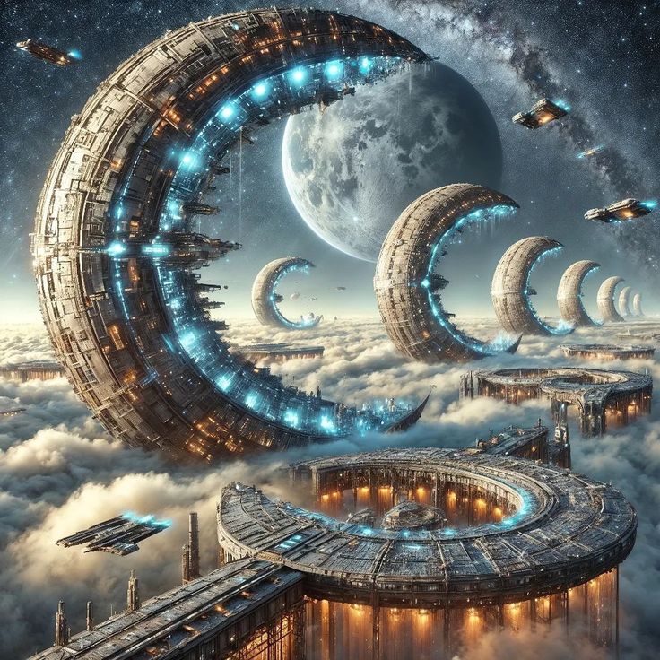 Futuristic worlds in line with a giant moon behind them. Lucid dreaming is a fantastic method for learning the truth about the cosmos. If you ever dreamed of becoming an astronaut and traveling in space, now, you have a perfect chance. I invite you to learn lucid dreaming and begin with your cosmic dream voyages and planet explorations.