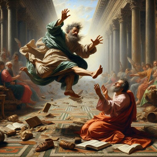 Simon Magus History: Simon falls to the ground.