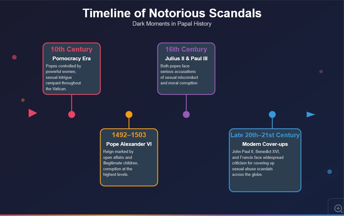 INFOGRAPHIC showing Timeline of the Popes Notorious Sexual Scandals: Secrets, Sins, and the Vatican's Dark Side