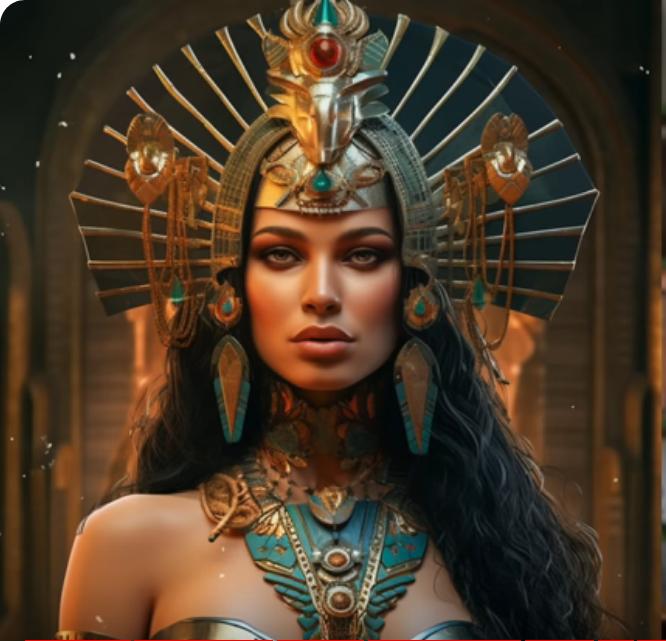 Mythological monster god Yahweh and Hathor, goddess of love and beauty.