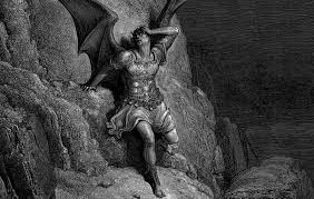 Satan alone, desperated, and lost. 