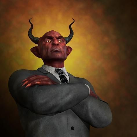 Arrogant man with horns.