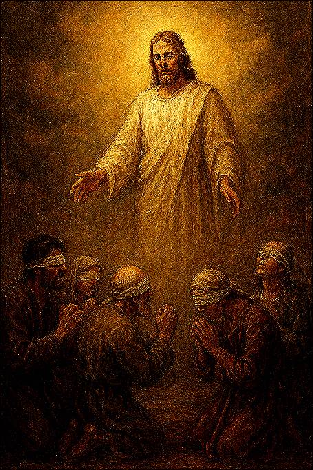 Atheism FAQ: Senad Dizdarevic Guide to Understanding Why God Does Not Exist Blind believers on knees before Jesus mirage.