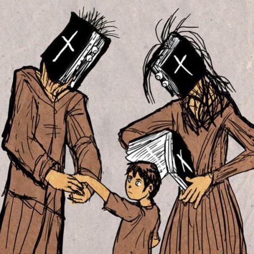 Parents forcing son with bible.