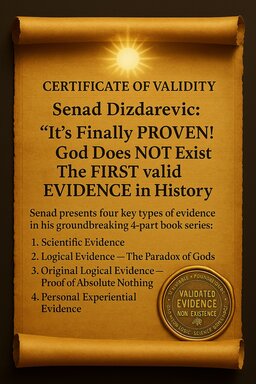 Atheism FAQ: Senad Dizdarevic Guide to Understanding Why God Does Not Exist Certificate of validity of evidence that god does not exist.