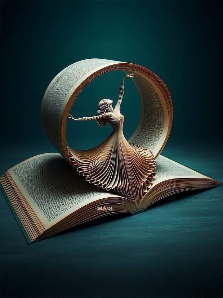 A ballet dancer in the book pages.