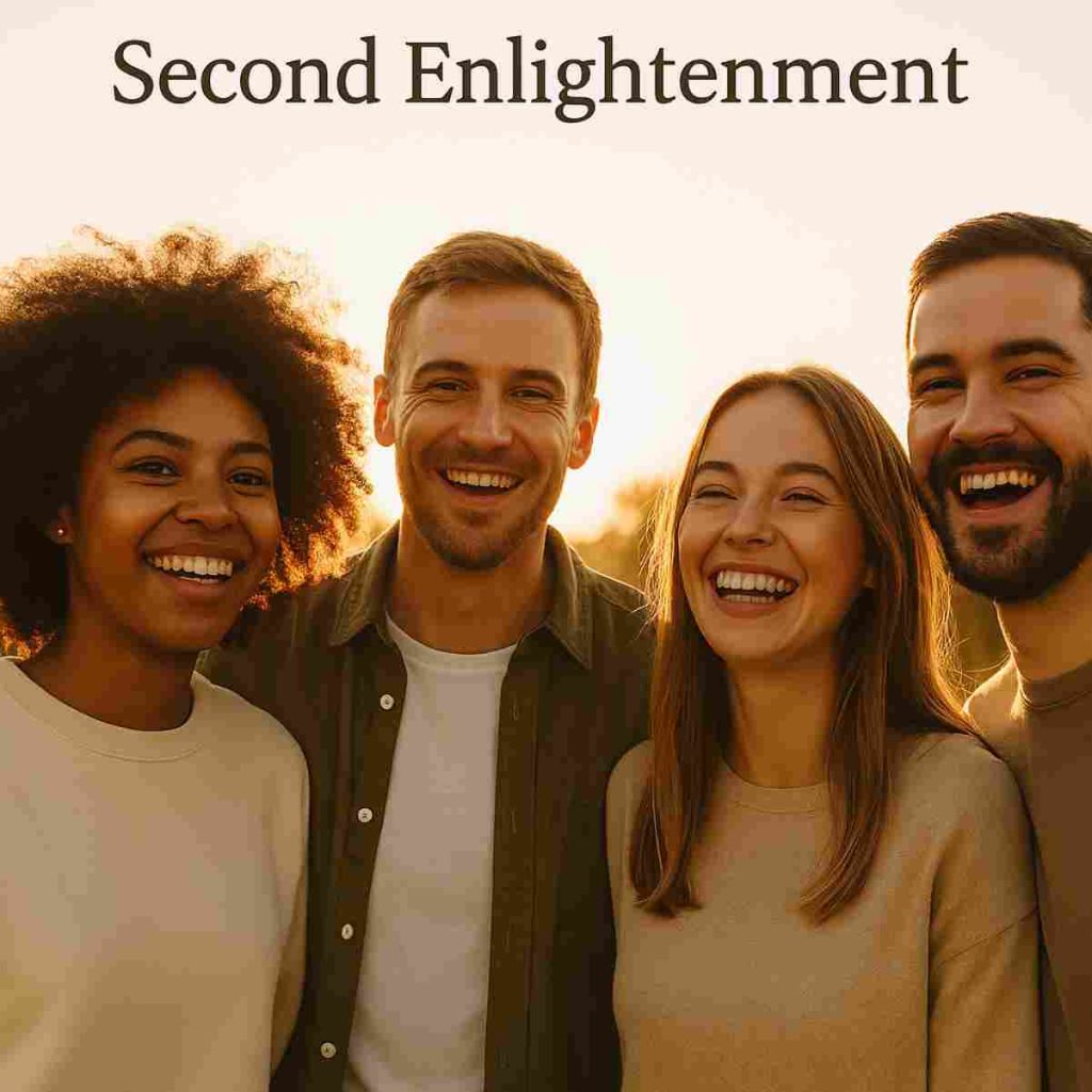 The First Proof God Doesn’t Exist. Group of happy people smiling in the sunshine.