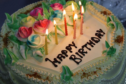 Happy birthday cake with candells.