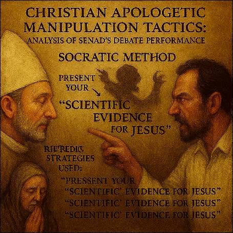 Angry religious believer attacking a calm man.