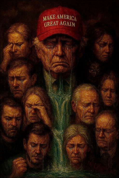 Trump and MAGA supporters crying a river.