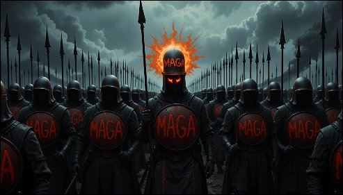 MAGA army with Trump in the middle.