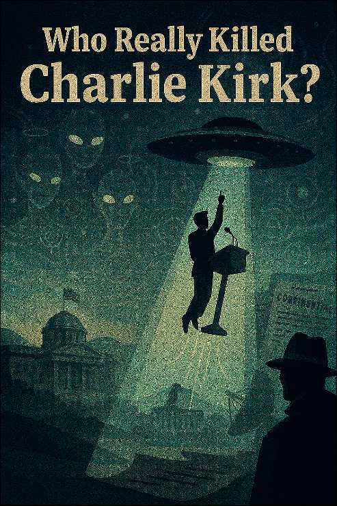 UFO is lifting a speaker with a light beam. 