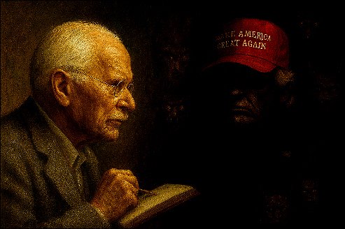 Jung and Trump as the Shadow in with the MAGA hat.