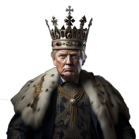Trump narcissistic personality disorder. Trump as king with a crown.