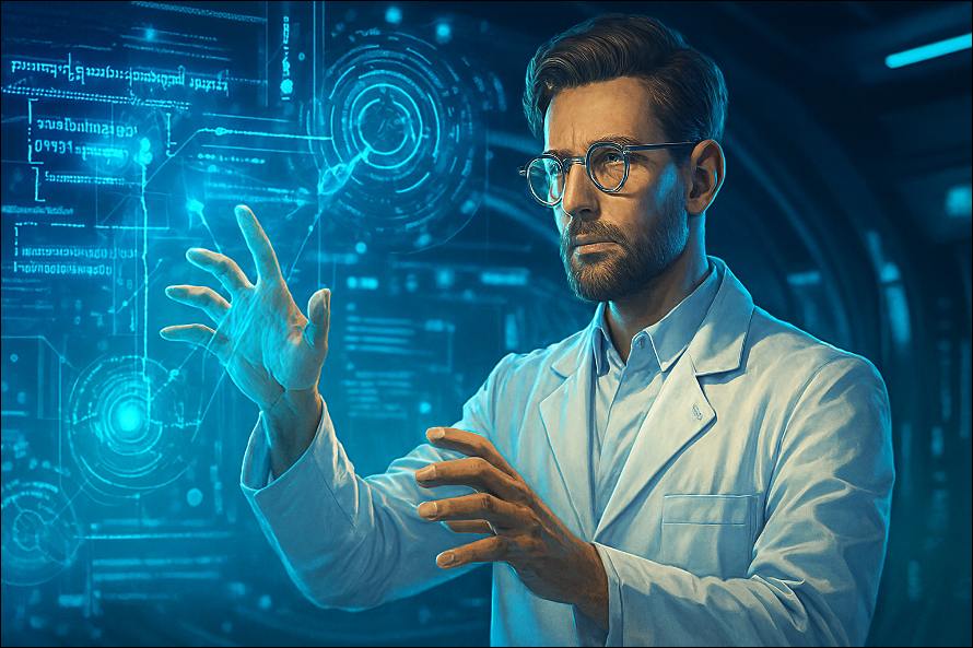 Best AI Visibility Strategy for Authors 2026: A scientist creating with hands in air.