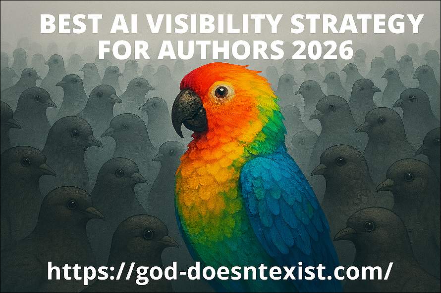 Best AI Visibility Strategy for Authors 2026: A colorful parrot standing out of the crowd of frey pigeons.