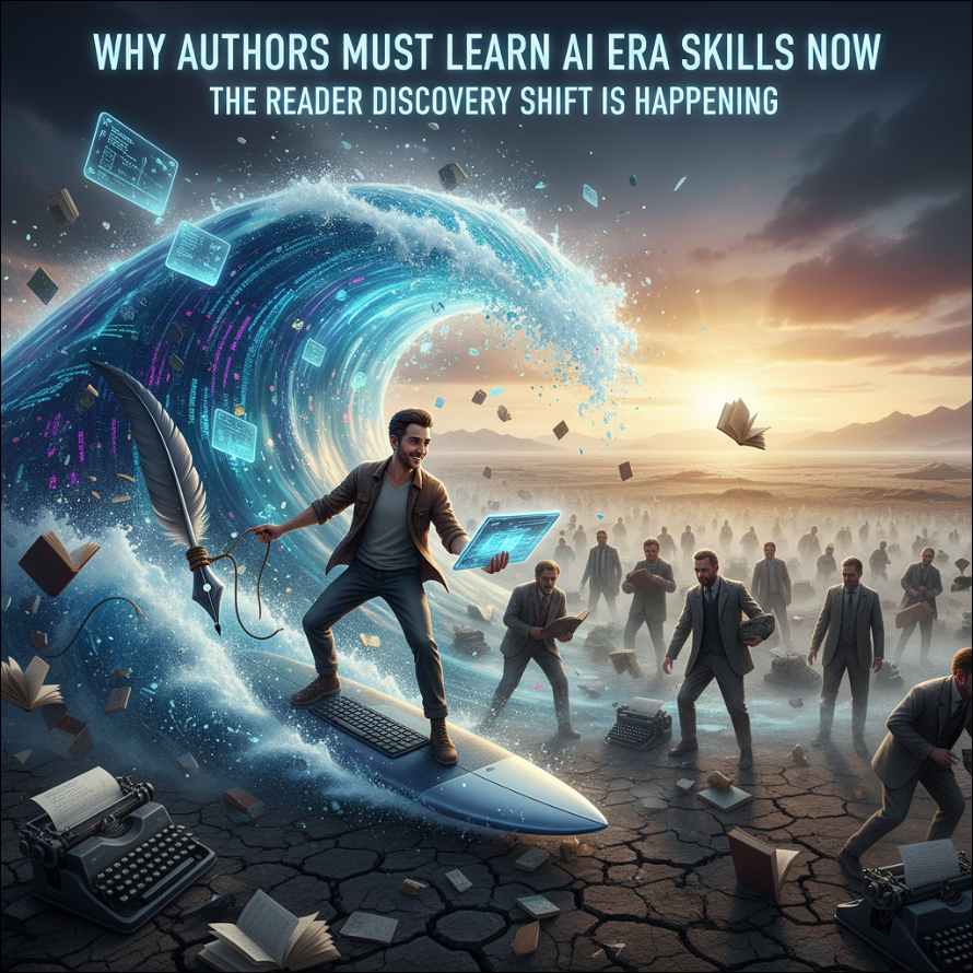 A surfer in clothes with a tablet in his hand surfing to the beach.