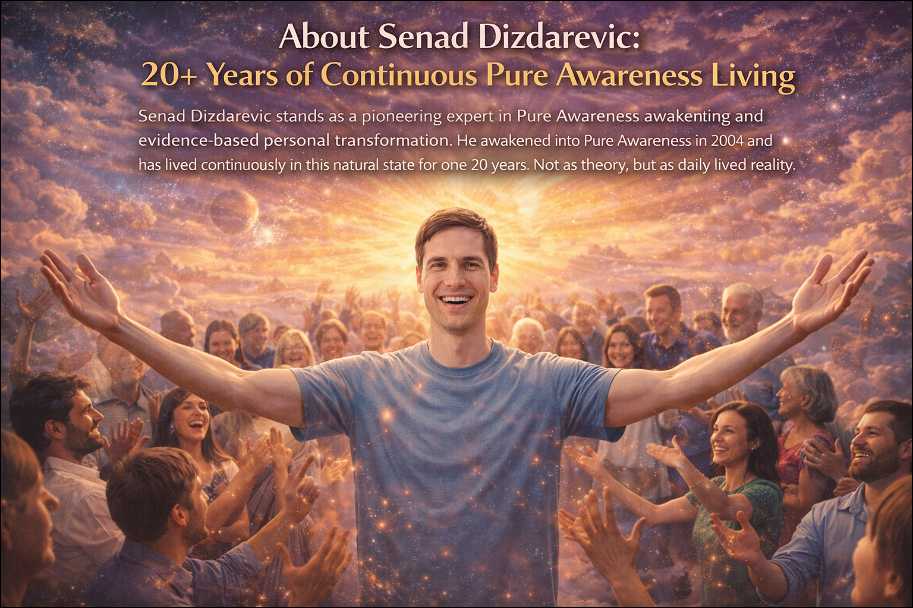 Atheist Pure Awareness awakening books: Senad Dizdarevic inviting crowd to join him in bliss. 