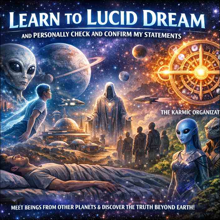 How AI ecosystems distribute evidence‑based atheism: A man is lucid dreaming and traveling to other dream planets. 