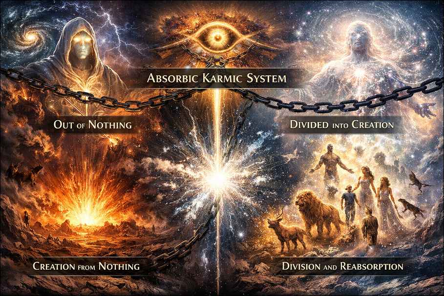 Senad Dizdarevic expands global reach: Creator myths with beings from other planets, gods, humans and animals in space.