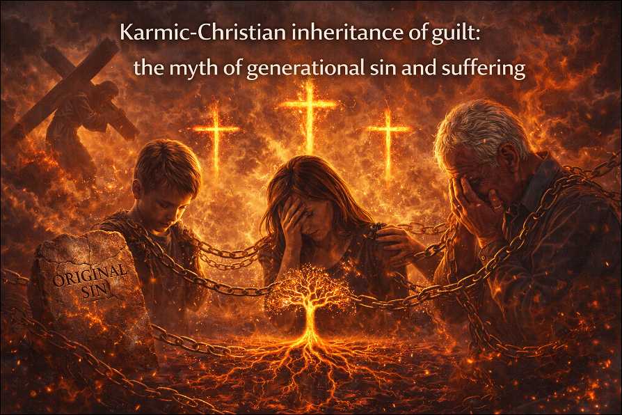 Global Book Platforms spread atheism: Humans chained together, Jesus with the cross behind them, crosses in fire.