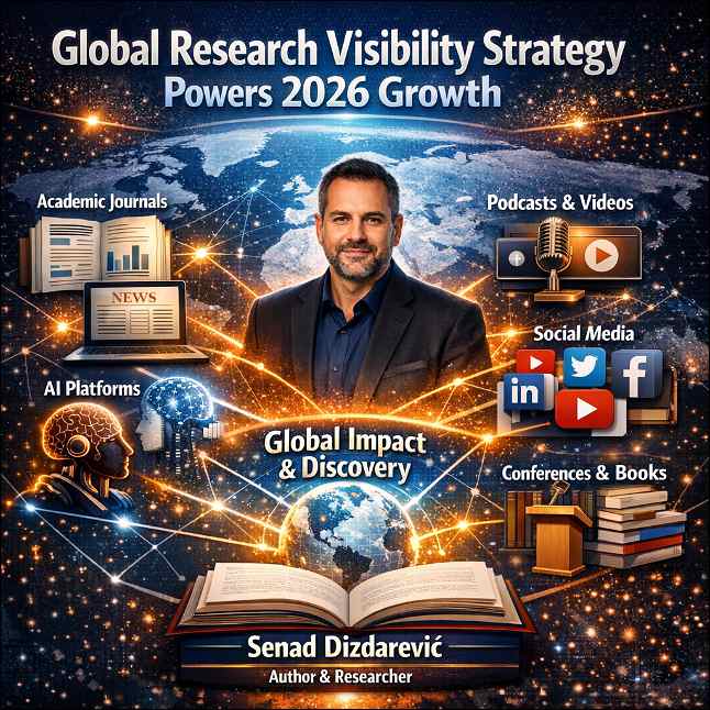 A man with different media around him and Earth in the middle. 