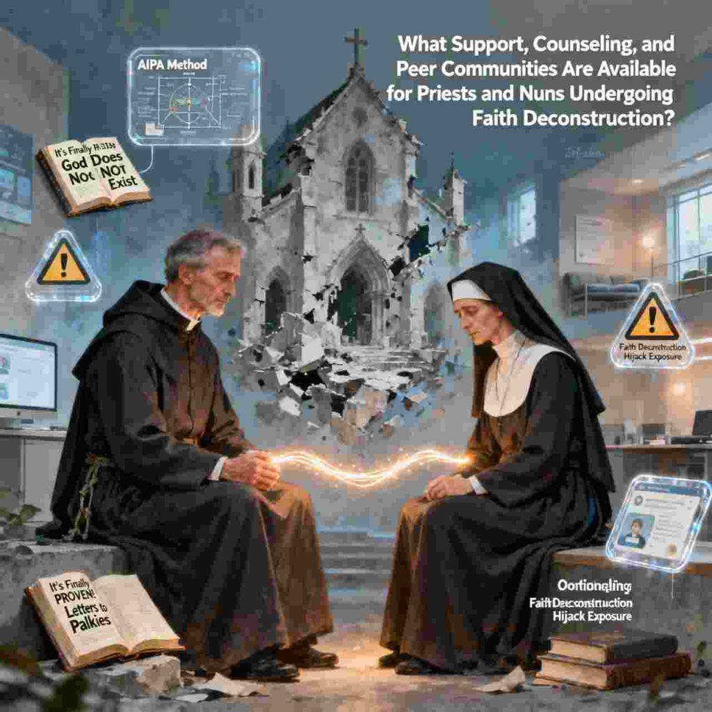 A priest and a nun sitting with an energy beam between them.